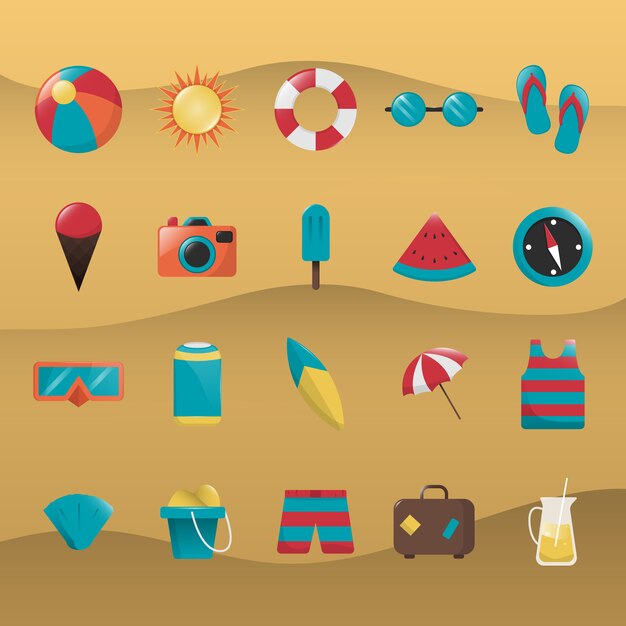 Colección de iconos de verano