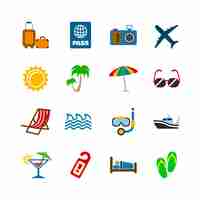 Vector gratuito colección de iconos de verano