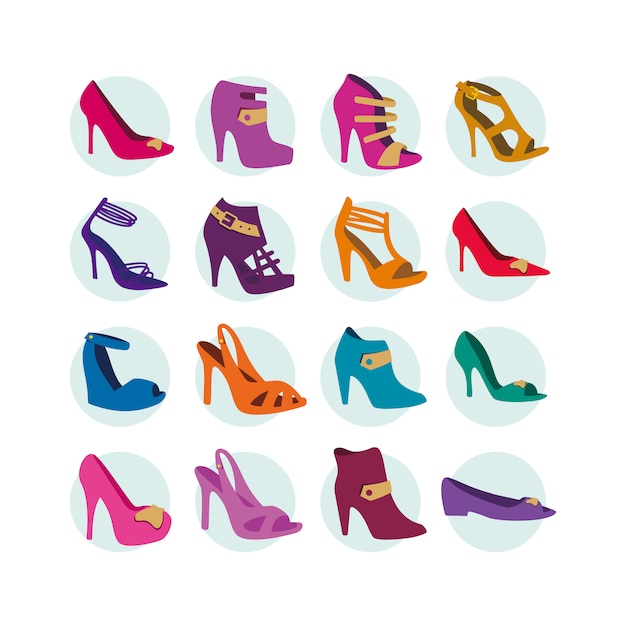 Colección de iconos de zapatos de tacón