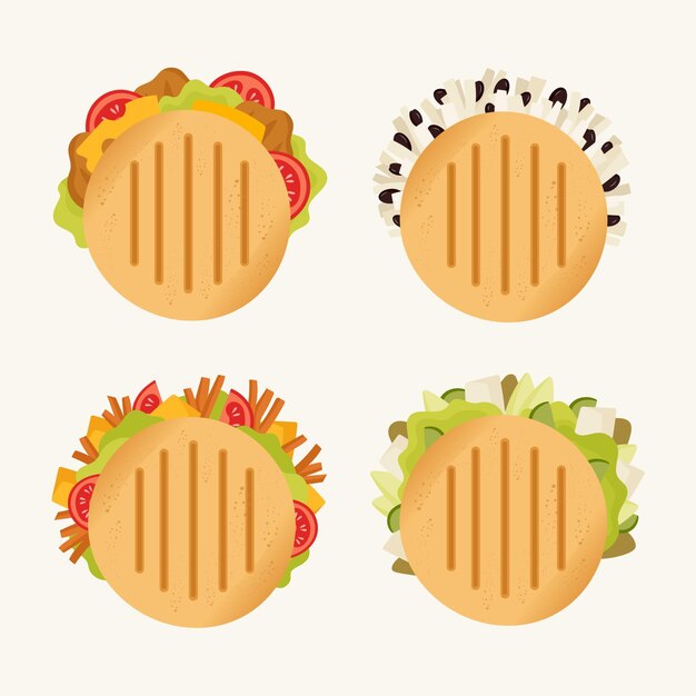 Colección de ilustración de arepas dibujadas a mano