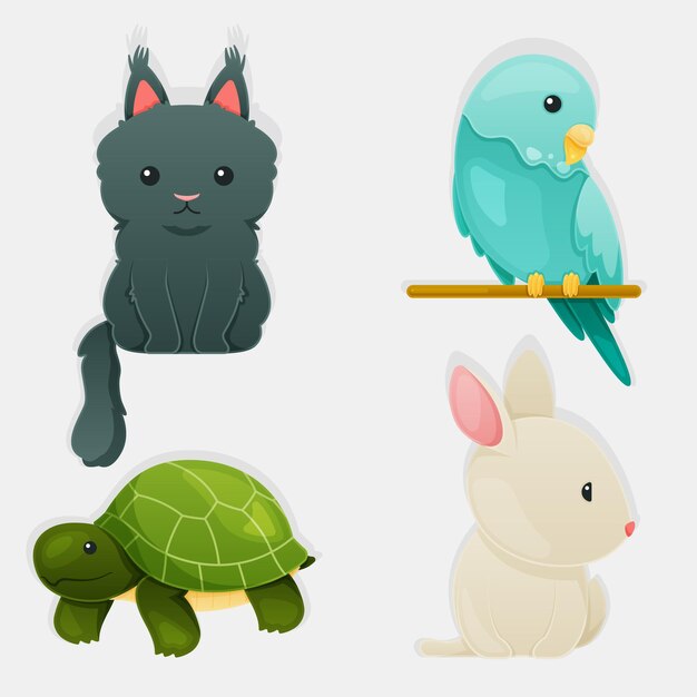Colección de ilustración de concepto de diferentes mascotas