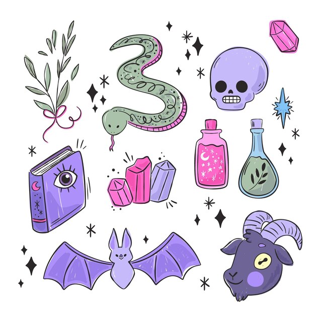 Colección de ilustración de elementos esotéricos