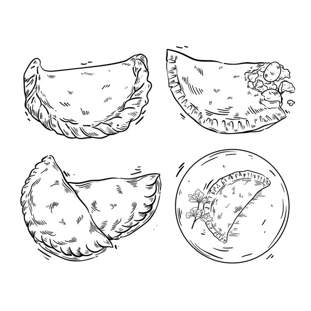 Colección de ilustración de empanada dibujada a mano