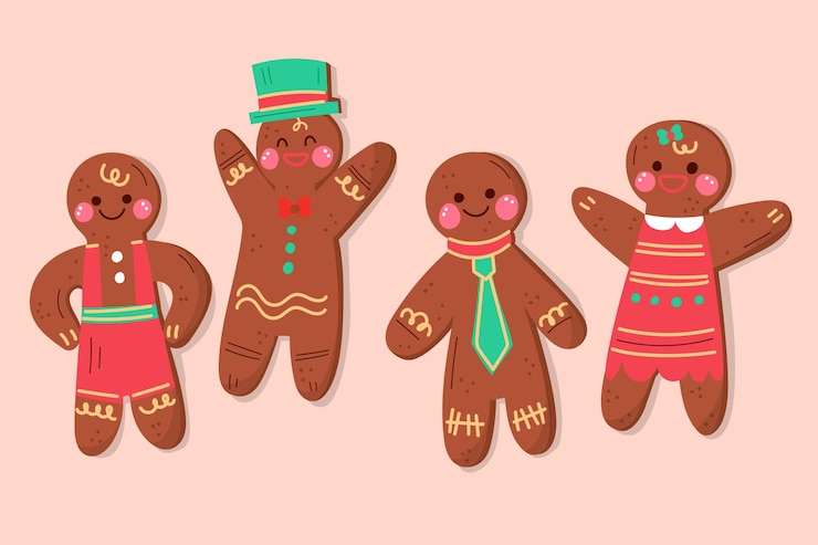 Vector gratuito colección de ilustración de galletas de hombre de jengibre dibujado a mano