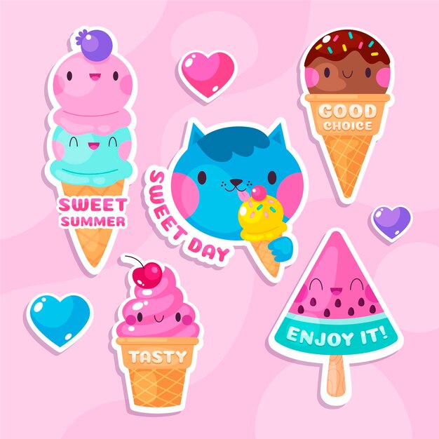 Colección de ilustración de helado plano