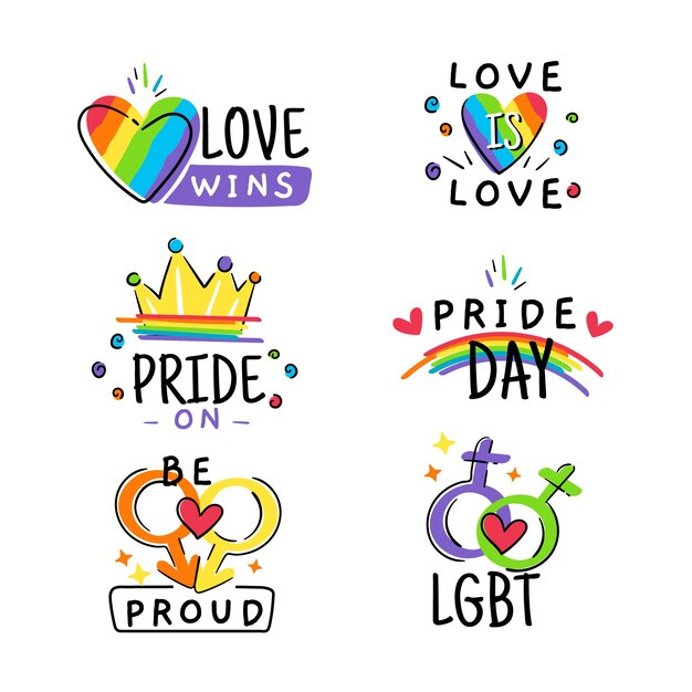 Colección de ilustración de insignias del día del orgullo