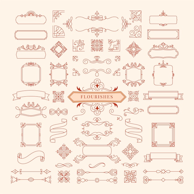 Colección de ilustración de marco de ornamento vintage