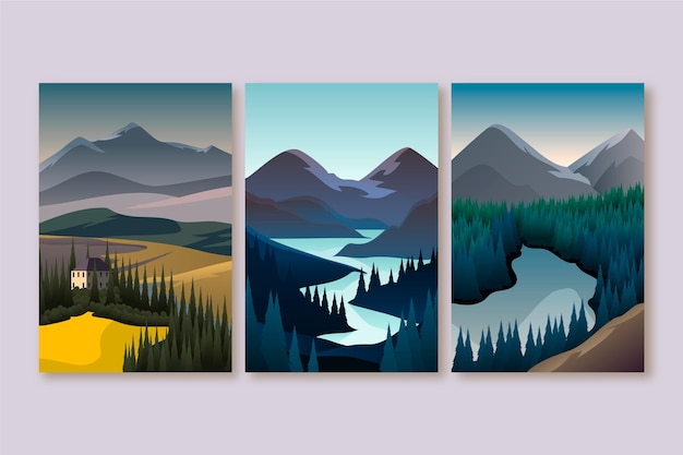 Vector gratuito colección de ilustración de paisaje diferente de diseño plano