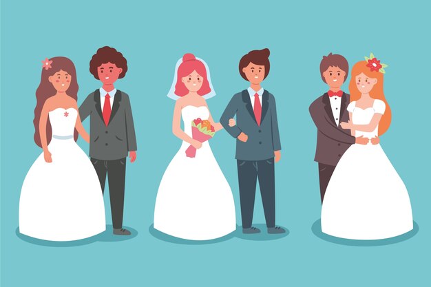 Colección de ilustración de parejas de boda