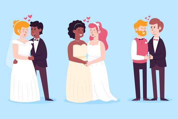Colección de ilustración de parejas de boda