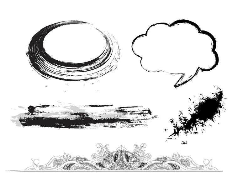 Vector gratuito colección de ilustración de vector de icono de elementos de diseño grunge aislado sobre fondo blanco