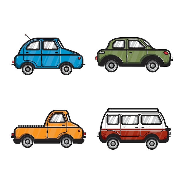 Vector gratuito colección de ilustraciones de automóviles y vehículos