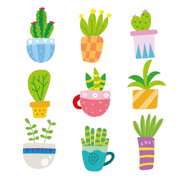 Vector gratuito colección de ilustraciones de cactus