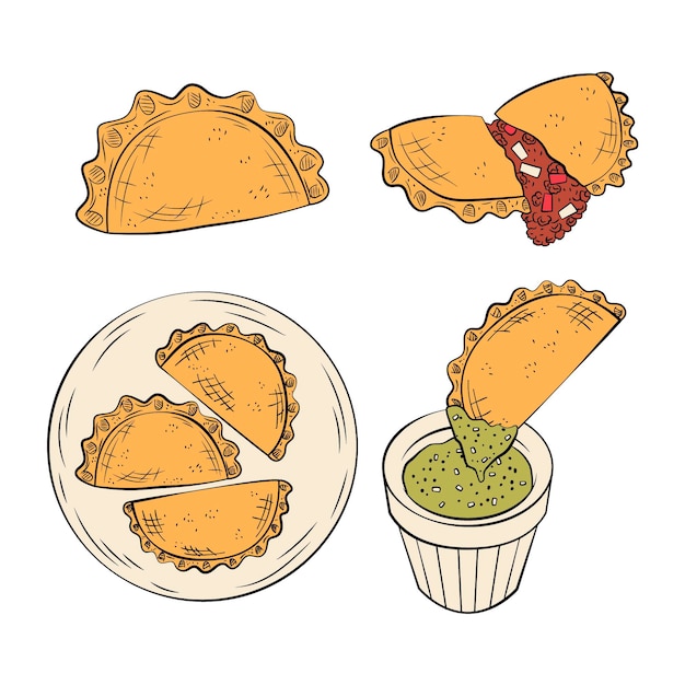Colección de ilustraciones de empanada