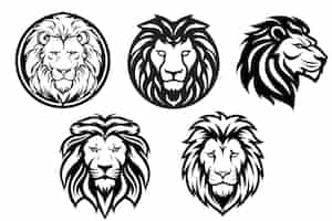 Vector gratuito colección de ilustraciones del logotipo de cabeza de león