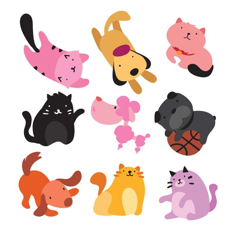 Vector gratuito colección de ilustraciones de mascotas