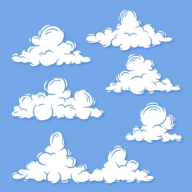Colección de ilustraciones de nubes planas