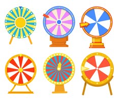 Vector gratuito colección de ilustraciones planas de ruedas de colores de moda de la fortuna