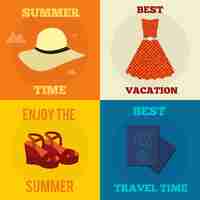 Vector gratuito colección de ilustraciones de vacaciones de verano