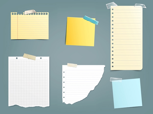 Colección de ilustraciones vectoriales diferentes notas de papel