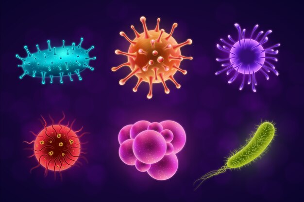 Colección de ilustraciones de virus realistas