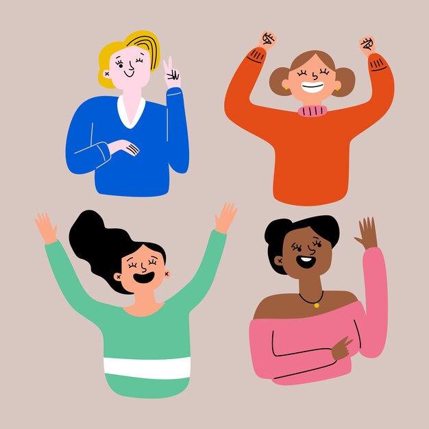Colección ilustrada de personas seguras