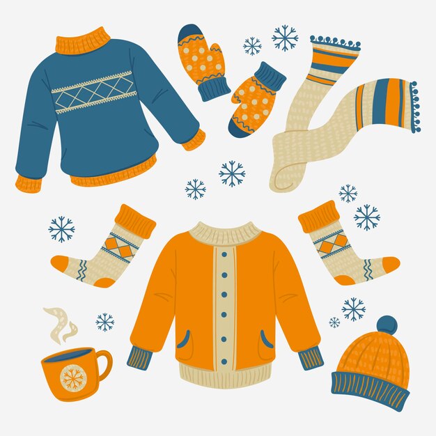 Colección ilustrada de ropa de invierno