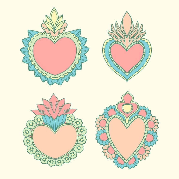 Vector gratuito colección ilustrada sagrado corazón