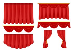 Vector gratuito colección de imágenes planas de cortinas rojas de moda