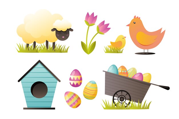 Colección de imágenes prediseñadas de pascua degradado
