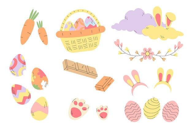 Colección de imágenes prediseñadas planas de pascua