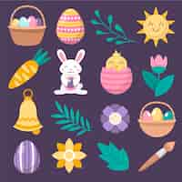 Vector gratuito colección de imágenes prediseñadas planas de pascua