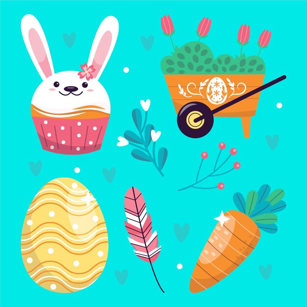 Colección de imágenes prediseñadas planas de pascua