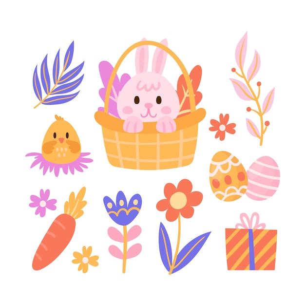 Colección de imágenes prediseñadas planas de pascua
