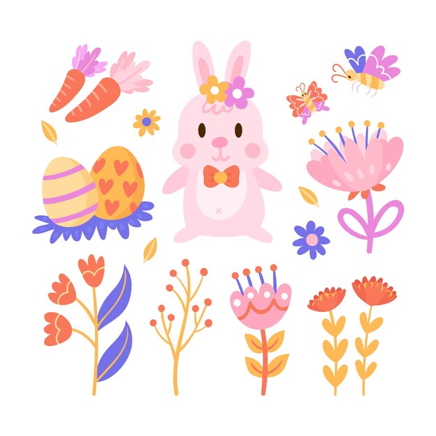 Colección de imágenes prediseñadas planas de pascua