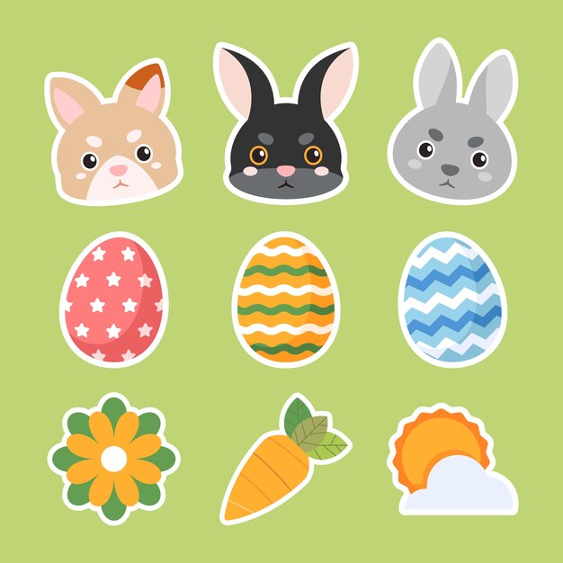 Colección de imágenes prediseñadas planas de pascua