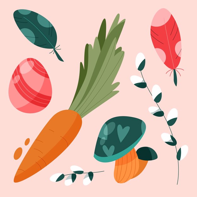 Colección de imágenes prediseñadas planas de pascua