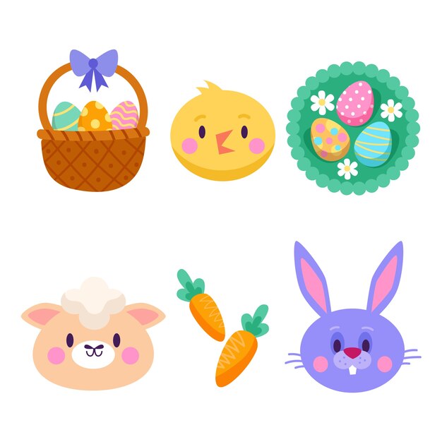 Colección de imágenes prediseñadas planas de pascua