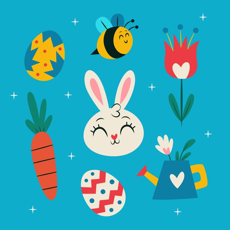 Vector gratuito colección de imágenes prediseñadas planas de pascua