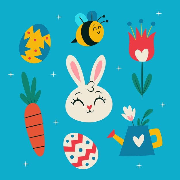 Colección de imágenes prediseñadas planas de pascua
