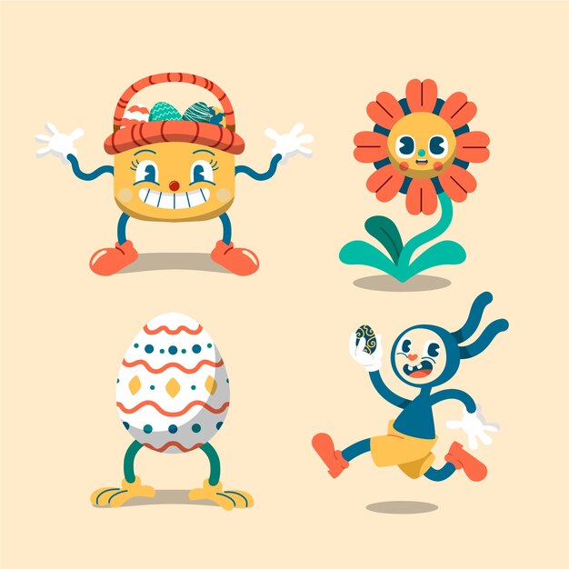Colección de imágenes prediseñadas planas de pascua
