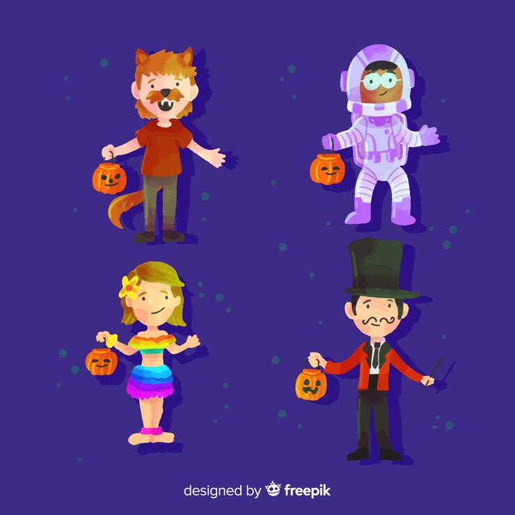 Vector gratuito colección infantil acuarela de halloween