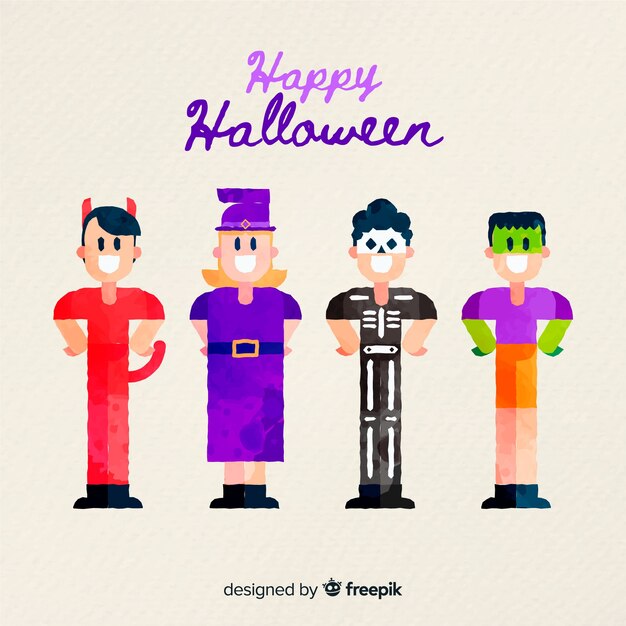 Colección infantil de halloween en acuarela