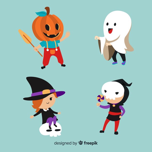 Colección infantil de halloween dibujada a mano