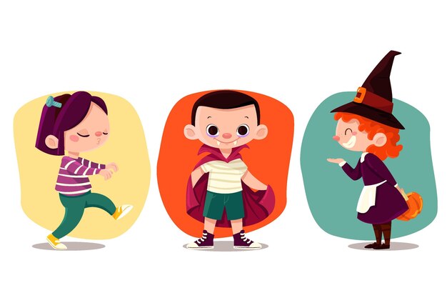 Colección infantil de halloween dibujada a mano