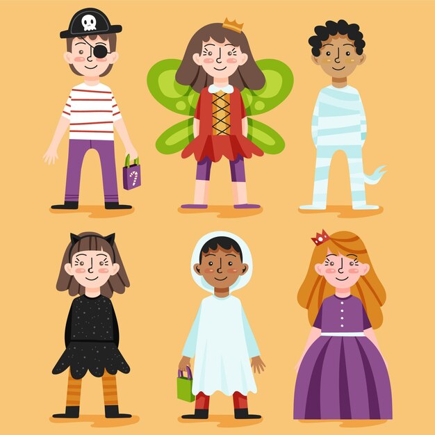 Colección infantil de halloween dibujada a mano