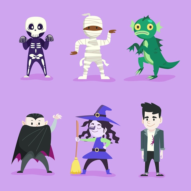 Vector gratuito colección infantil de halloween dibujada a mano