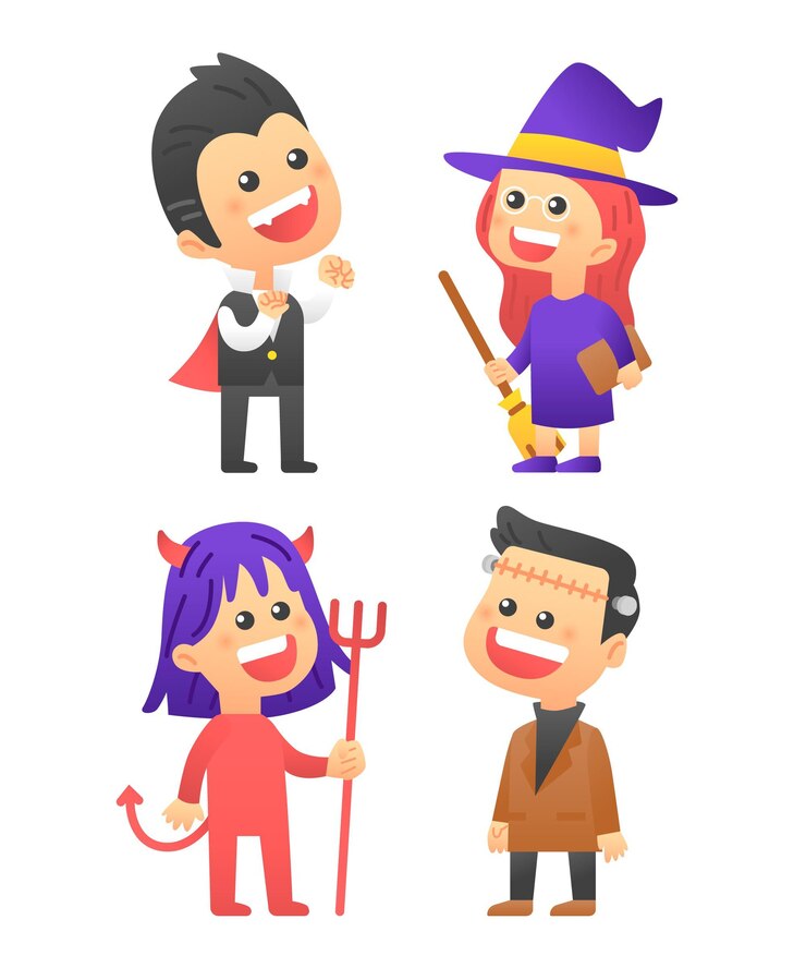 Vector gratuito colección infantil de halloween en diseño plano
