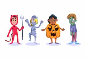 Vector gratuito colección infantil de halloween en diseño plano