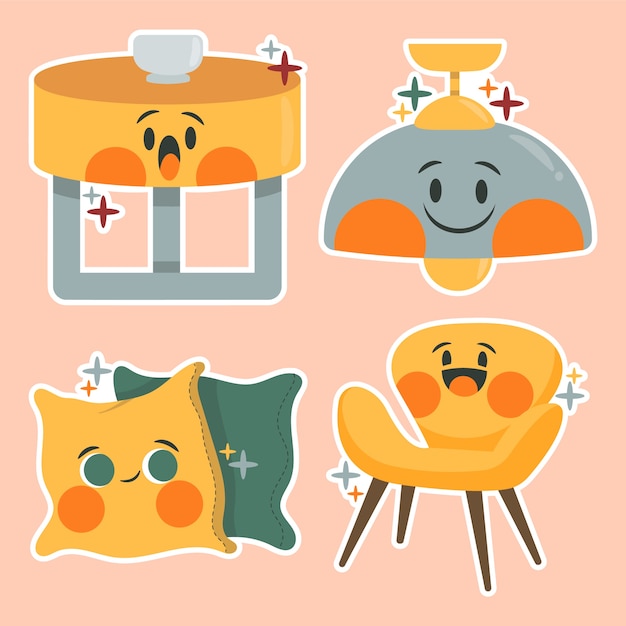 Colección infantil de pegatinas de diseño de interiores y muebles
